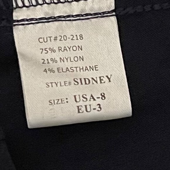 Lior Size 8 Navy Cropped Leg Slit Pull On Pants - Picture 5 of 8